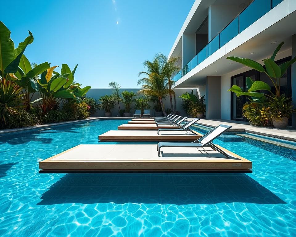 Pool Design mit schwimmenden Plattformen