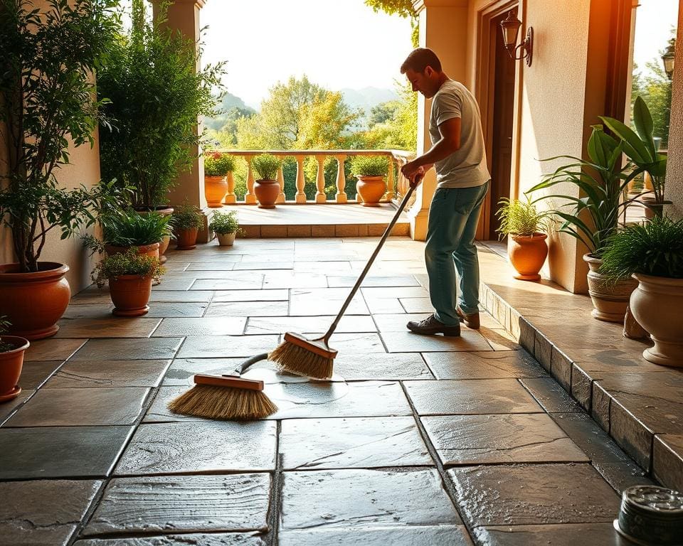 Wie gelingt eine gruendliche Terrassenreinigung und Vorhofreinigung?
