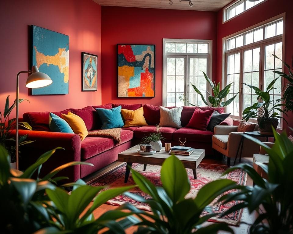 Wie gestaltet man ein farbmutiges Wohnzimmer?